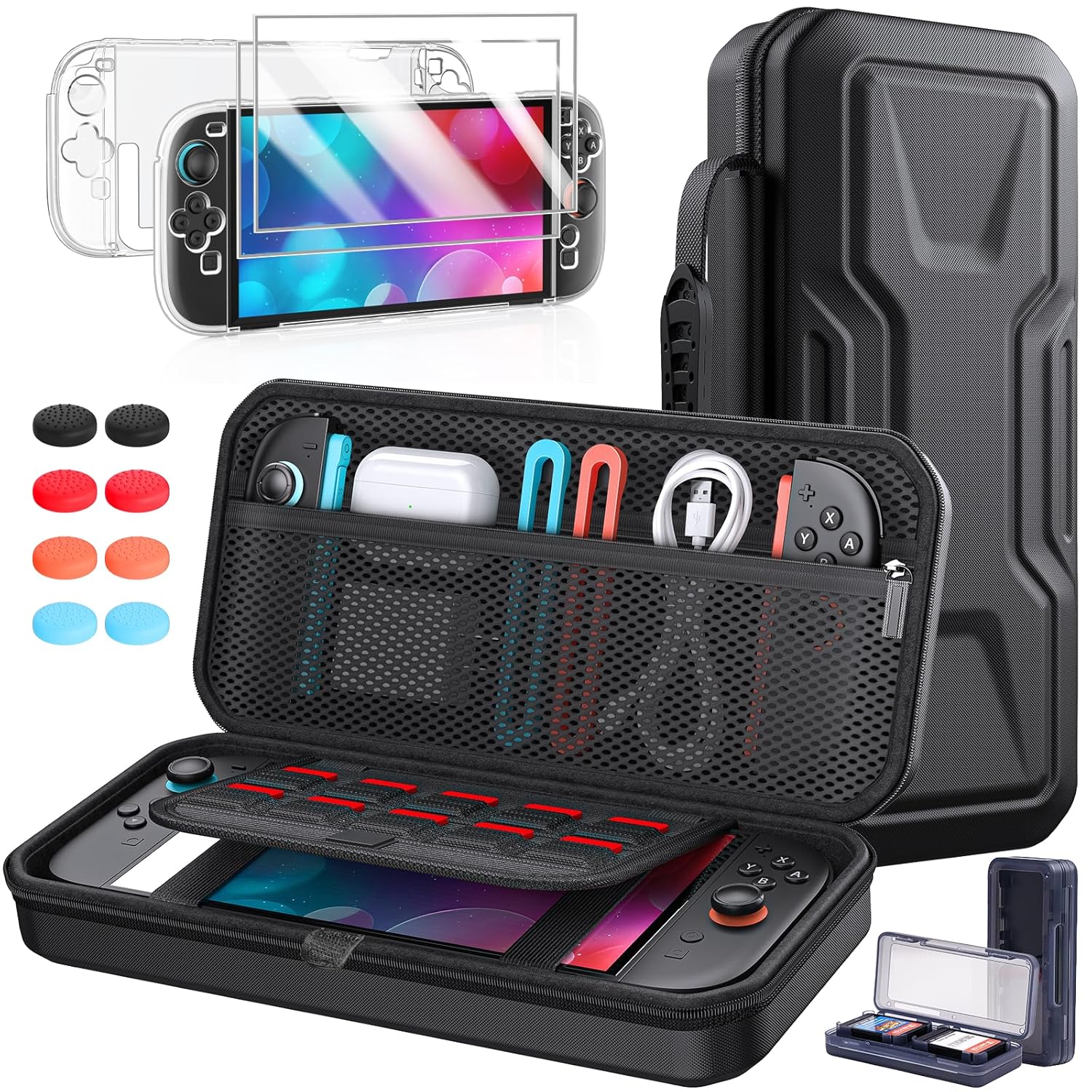 Thumbnail 6 de FYOUNG All-in-One Accessories Case Bundle for Nintendo Switch 2 (2025) — Travel Carry Case, Clear Hard Cover Shell, Screen Protectors & More (White)