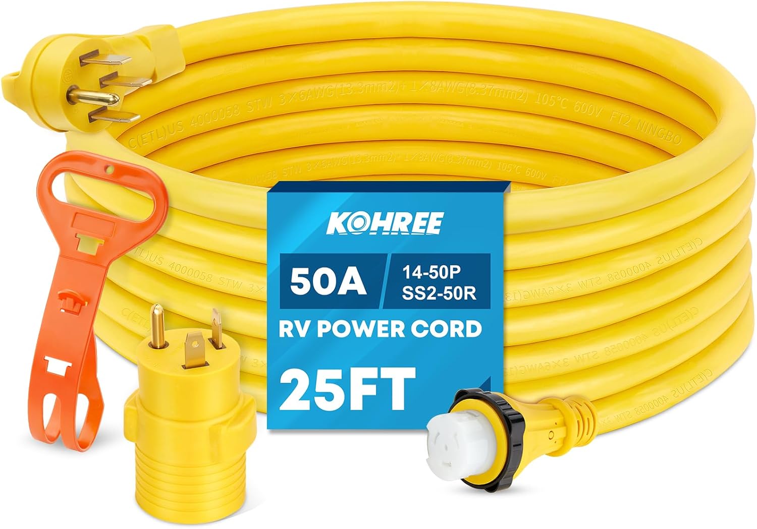 Thumbnail 6 de Kohree 30 Amp RV Power Extension Cord (50 ft) with Locking Connectors and LED Indicator