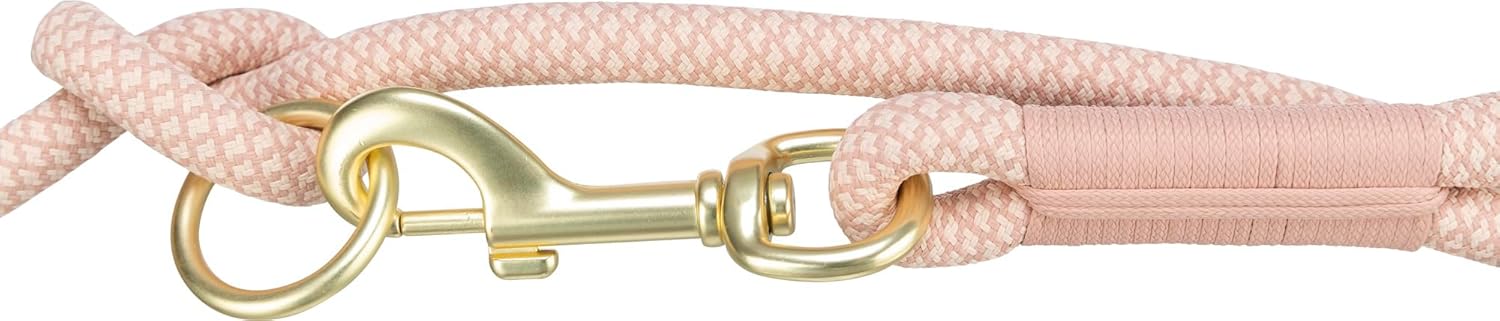 Detalle de TRIXIE Laisse V Soft Rope M-L, 2 m / 10 mm, Rose – Laisse réglable en corde tressée pour chiens moyens et grands