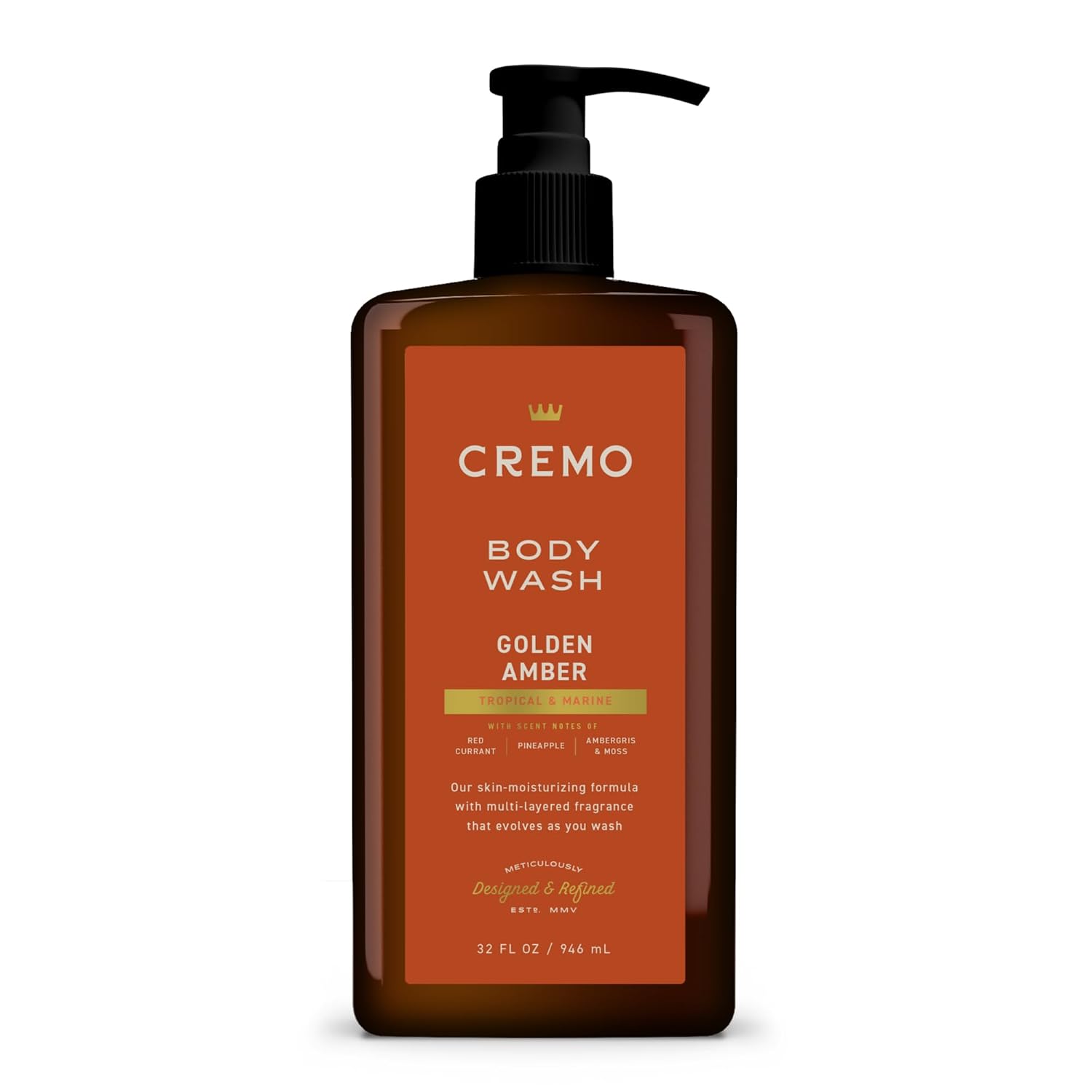 Detalle de Cremo Golden Amber Body Wash for Men, 32 fl oz, Moisturizing Rich Lather