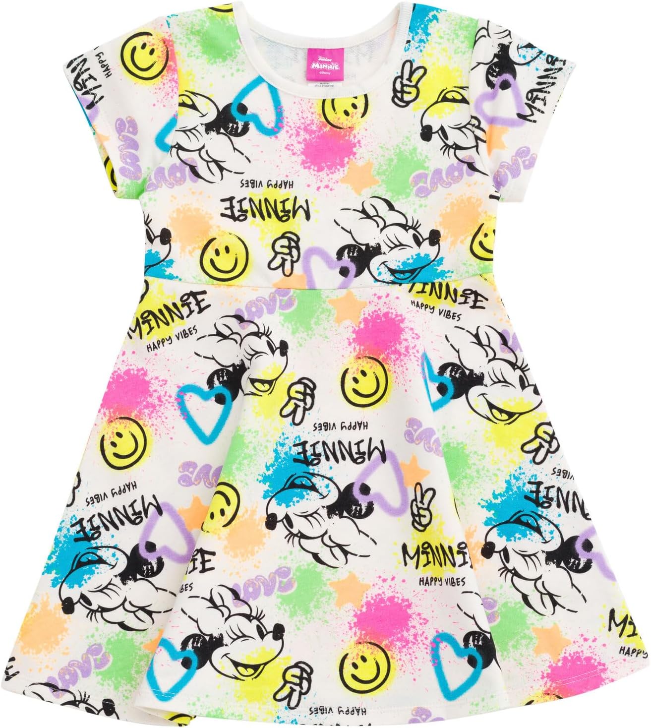 Detalle de Disney P-G2D7029NM Girls' Short-Sleeve Skater Dress, Cotton-Blend French Terry