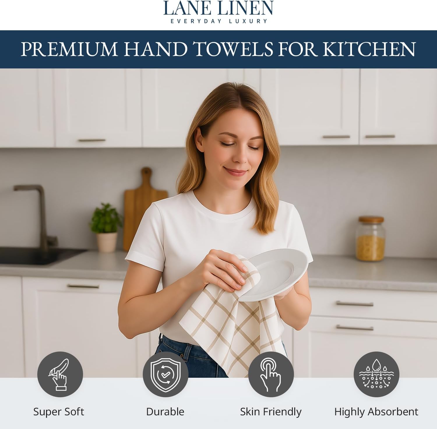 Detalle 2 de LANE LINEN Kitchen Towels 18x28 6 Pack