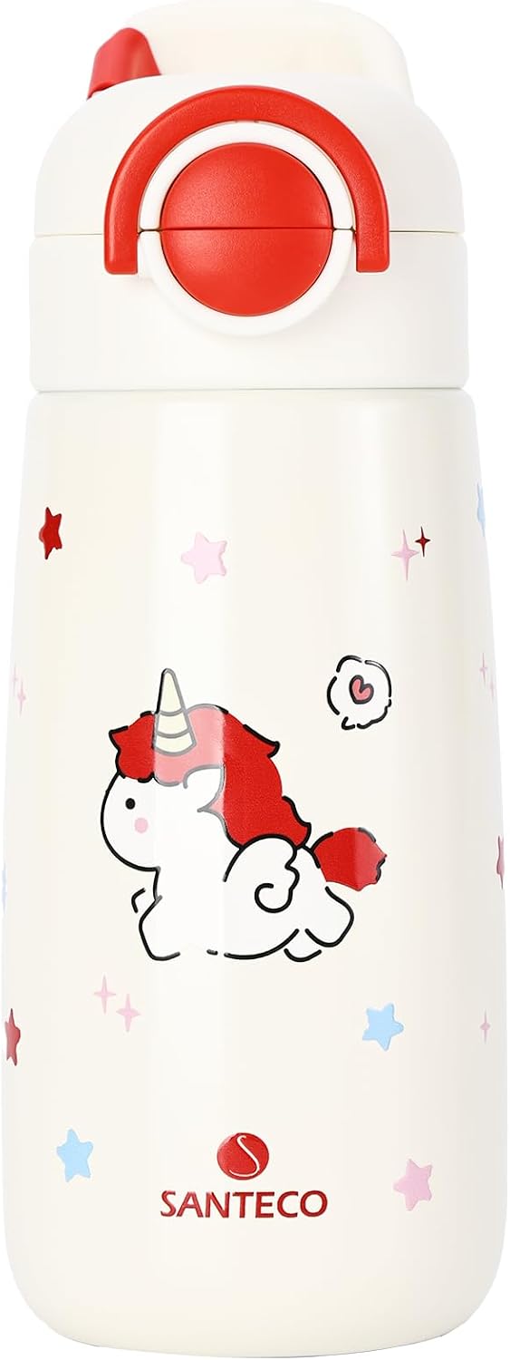Detalle de SANTECO Kinder Thermosflasche 500ml Rot Einhorn