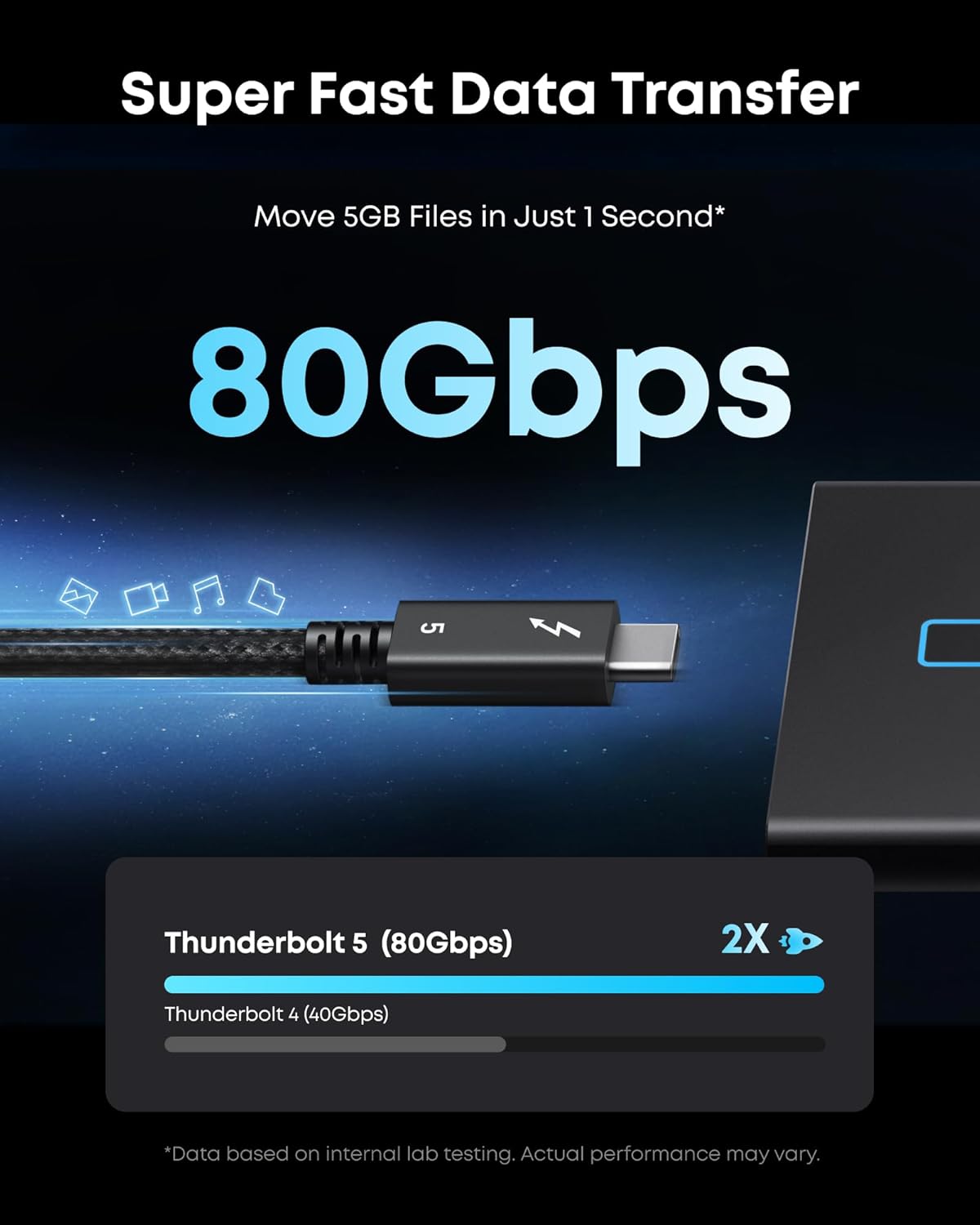 Thumbnail 2 de Anker Prime Thunderbolt 5 Cable (3.3 ft) — USB-C to USB-C, up to 240W charging