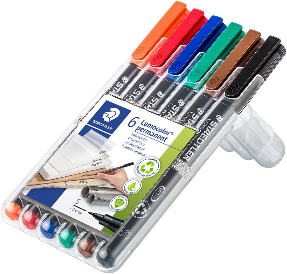 Thumbnail 1 de Staedtler Lumocolor Permanent 313 WP6 – Feutres permanents 0,4 mm, jeu de 6 couleurs lumineuses