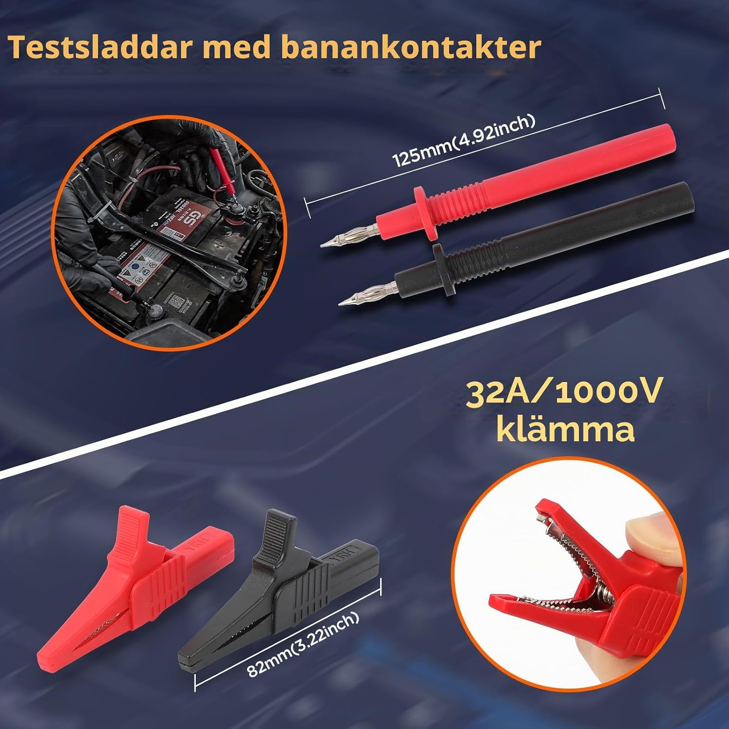 Detalle de LUTIFIX multimeterkabelsats för fordonsdiagnostik, 68 delar, 32 A/1000 V