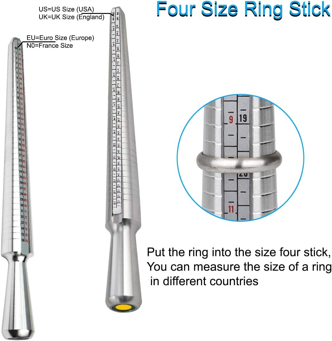 Detalle de DoGeek Ring Sizer Measurement Scales Tools for Measuring Ring Diameters (UK sizes A–Z)