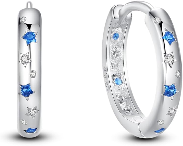 Detalle de KUNSIR 925 Sterling Silver Hoop Earrings for Women