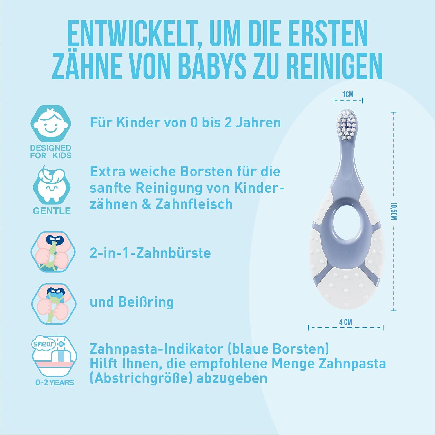 Thumbnail 1 de Jordan Step 1 Baby Zahnbürste 0–2 Jahre, 4er-Pack, Rosa/Lila – Original Kleinkindzahnbürste mit weichen Borsten und Beißring