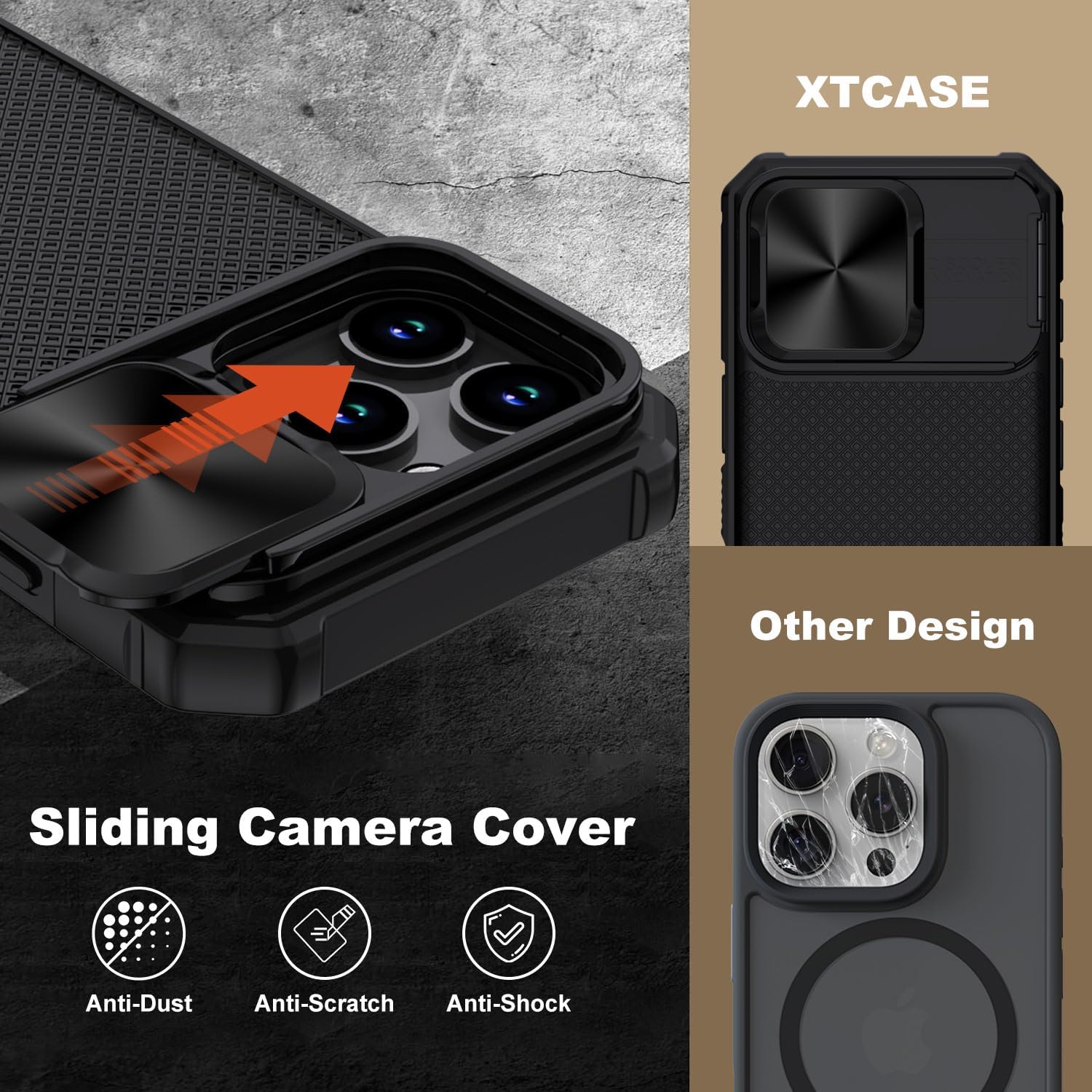 Thumbnail 3 de XTCASE Coque iPhone 16 Pro Magnétique avec Protection Caméra et Coulisse – Noir