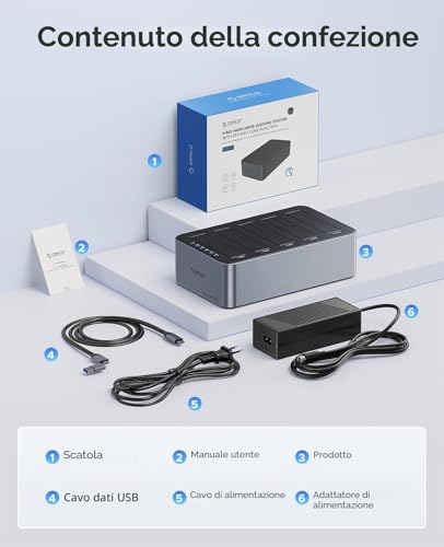 Thumbnail 7 de ORICO Alluminio Docking Station 5 Bay per HDD/SSD 2,5"/3,5" con Clone Offline 1:4 e Alimentazione (6656C3-C)