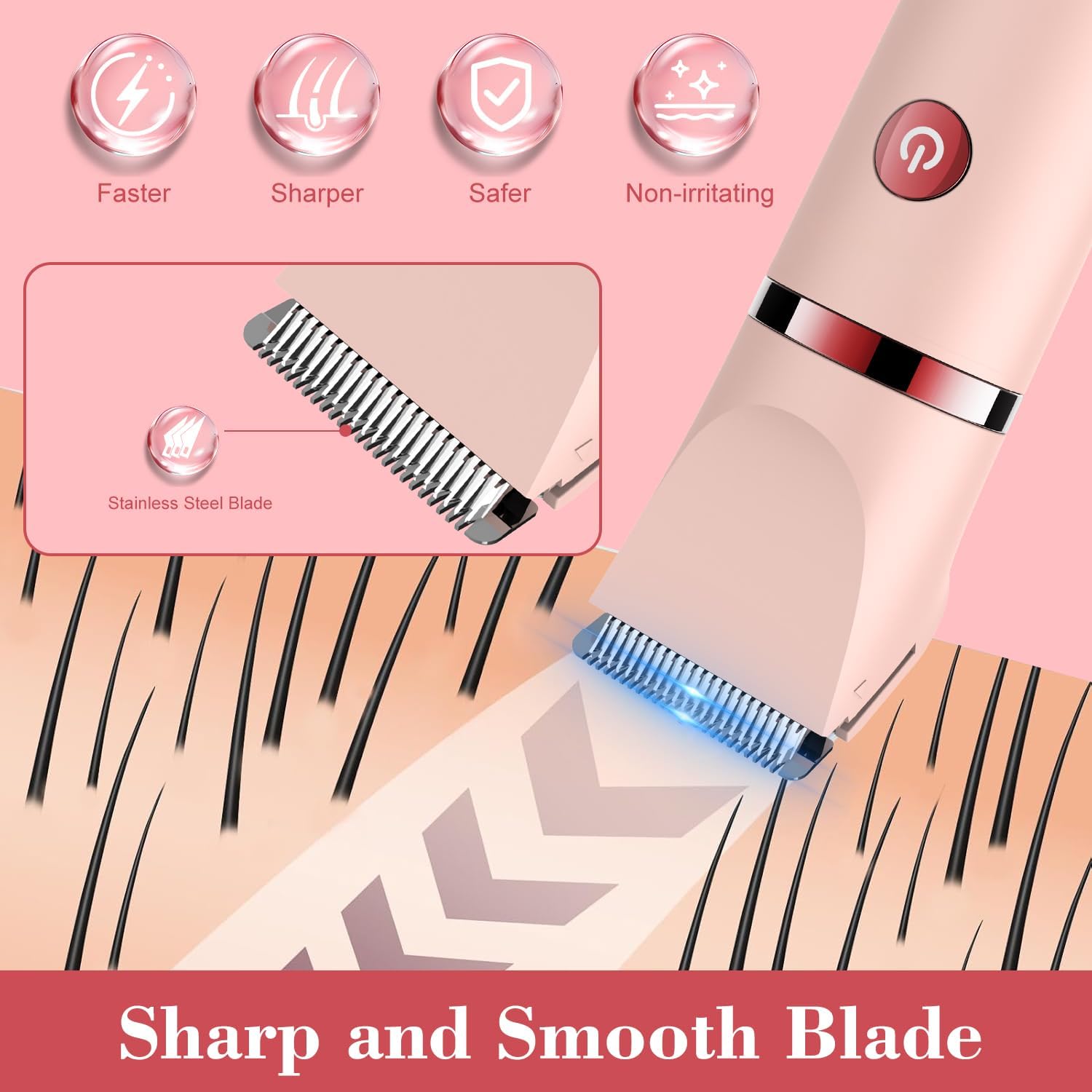 Detalle de Scttomon Rasoio elettrico donna – Set epilazione viso, corpo e area bikini con 3 lame intercambiabili, impermeabile IPX7 e Display LCD