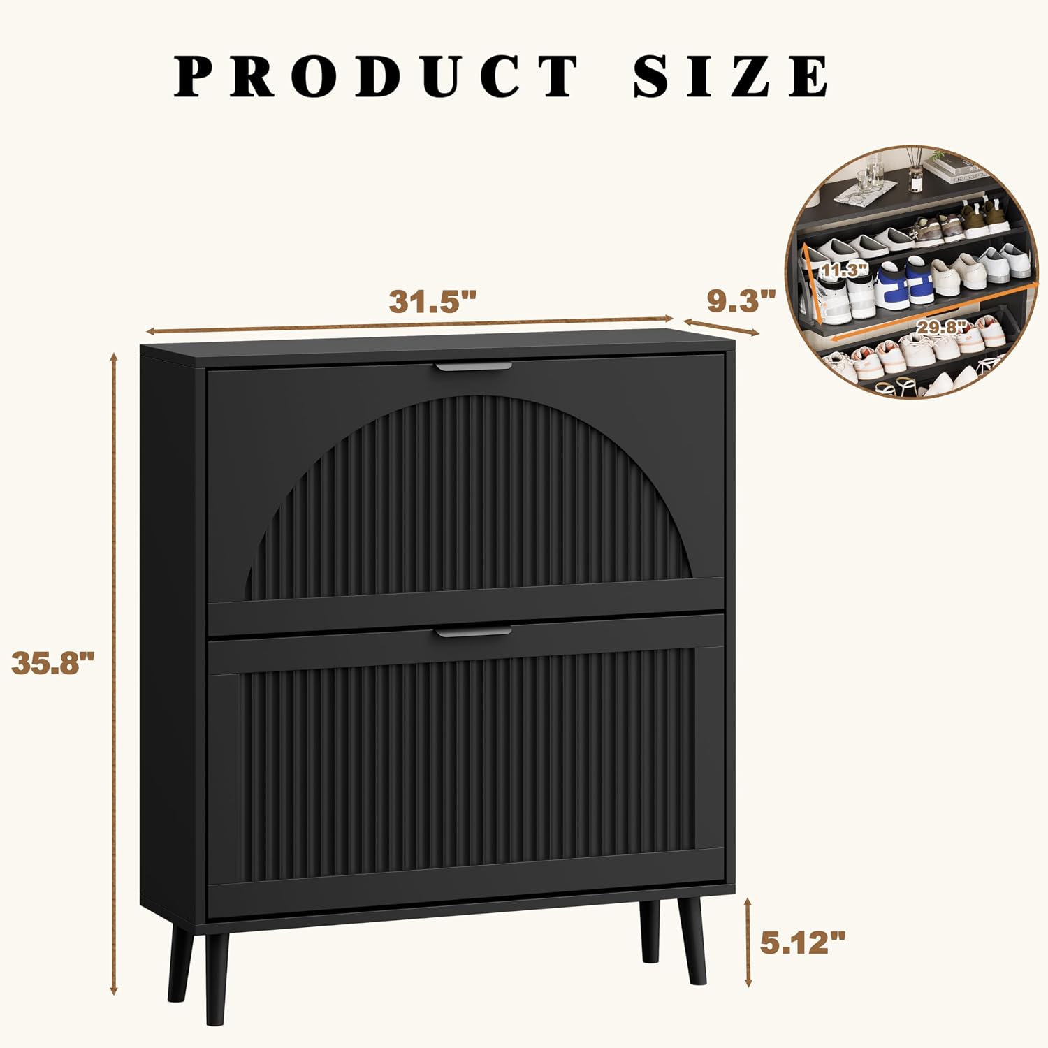 Detalle de IAISRO Shoe Storage Cabinet, 9.3-Inch Deep