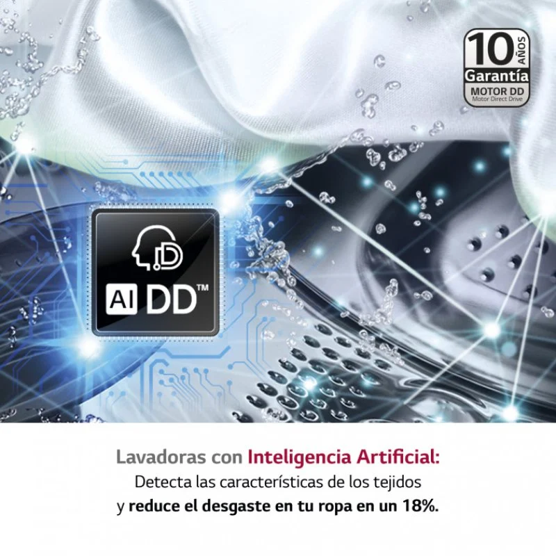 Detalle de LG Serie 750 F4WR7511AGH: Lavadora frontal 11 kg, eficiencia A y motor AI DD