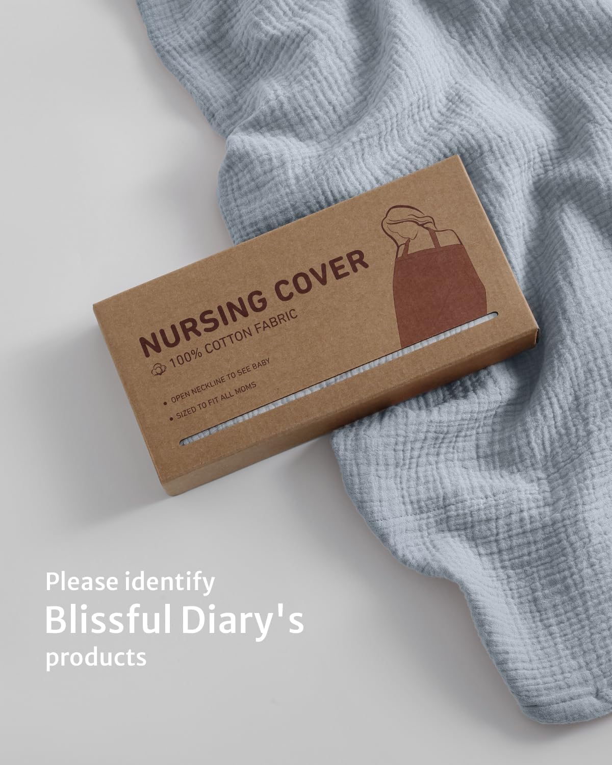 Thumbnail 6 de Blissful Diary Muslin Nursing Cover: Breathable Arch-Neckline Feeding Apron in Light Blue