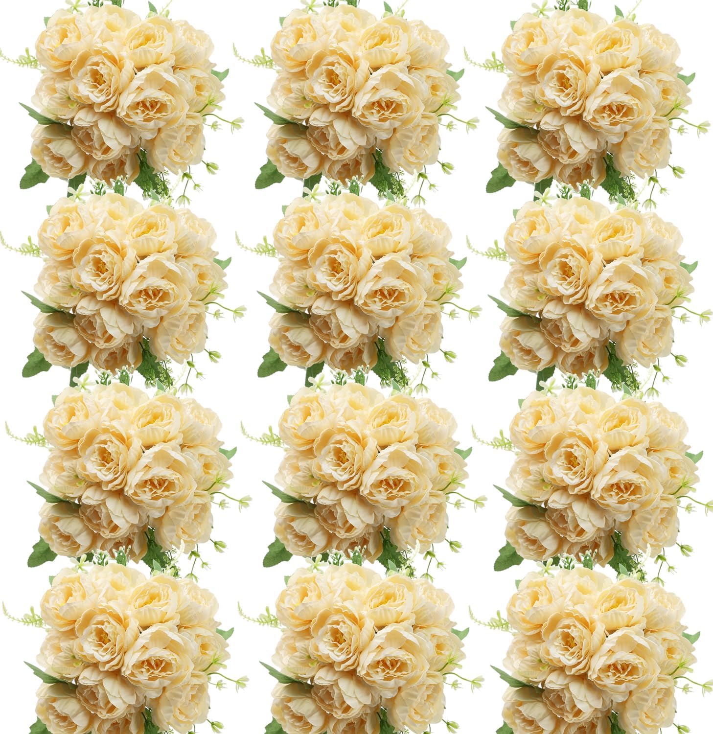 Detalle de Nagobi 12 Pcs Artificial Peonies Bouquet — Light Purple 💐