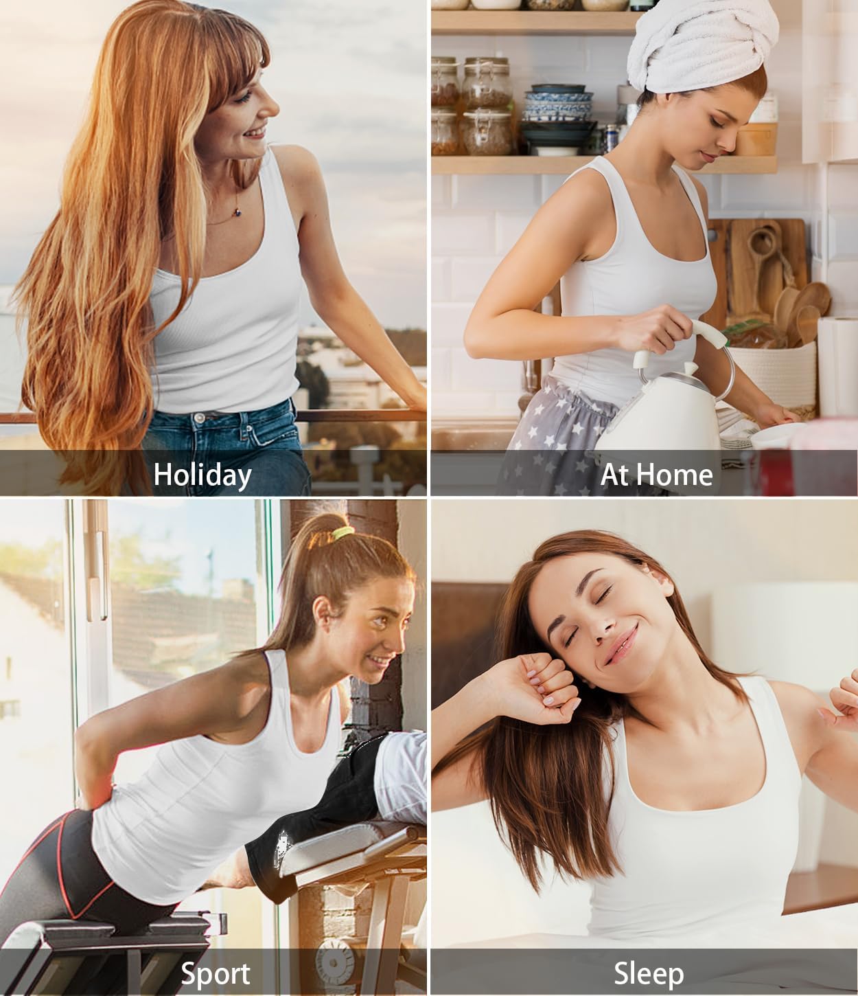 Thumbnail 5 de vislivin Elastische Damen Tanktops 3/4er Pack – vielseitige Unterhemden aus Modal-Spandex