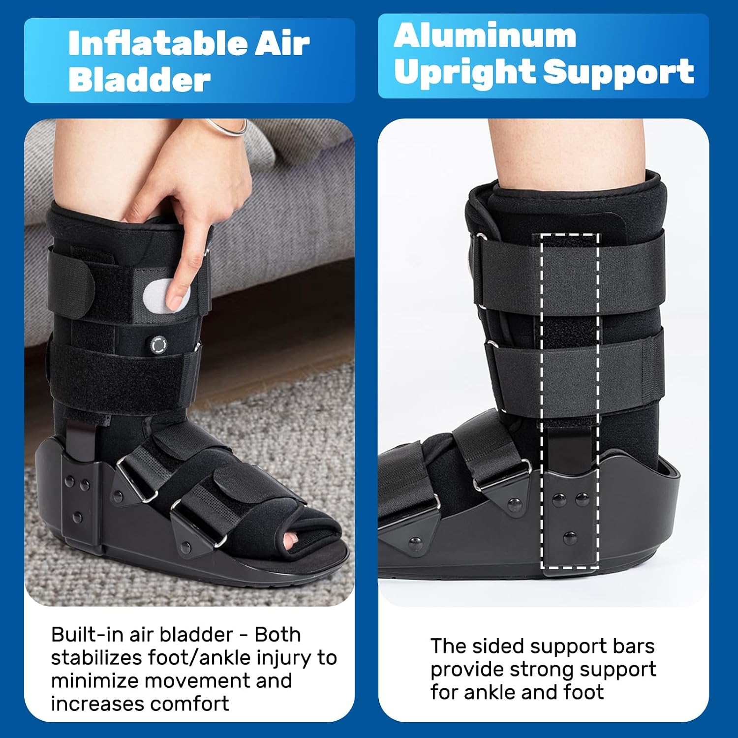 Detalle de kefit OTC002 Walking Boot, Small, with Inflatable Compression and Rocker Sole