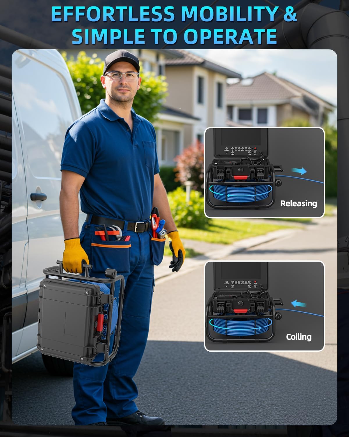 Thumbnail 6 de Sanyipace Drain Inspection Camera 50M with Self-Leveling and 9-Inch Screen