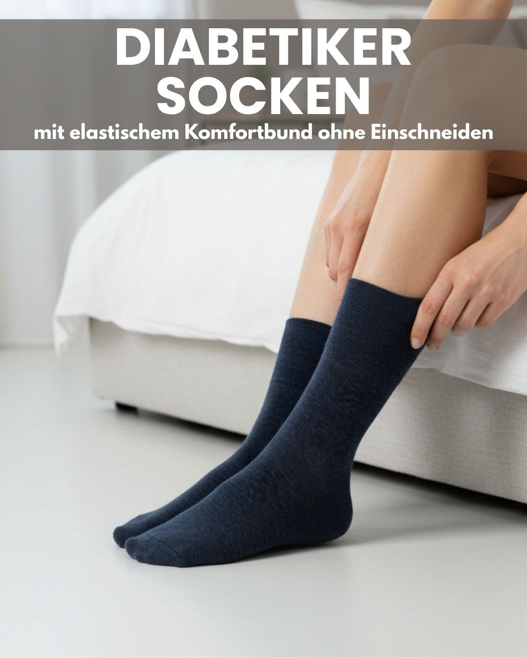 Detalle de sockenkauf24 Diabetikersocken ohne Gummi & ohne Naht – 97% Baumwolle, Komfortbund (6 Paar) für Damen und Herren