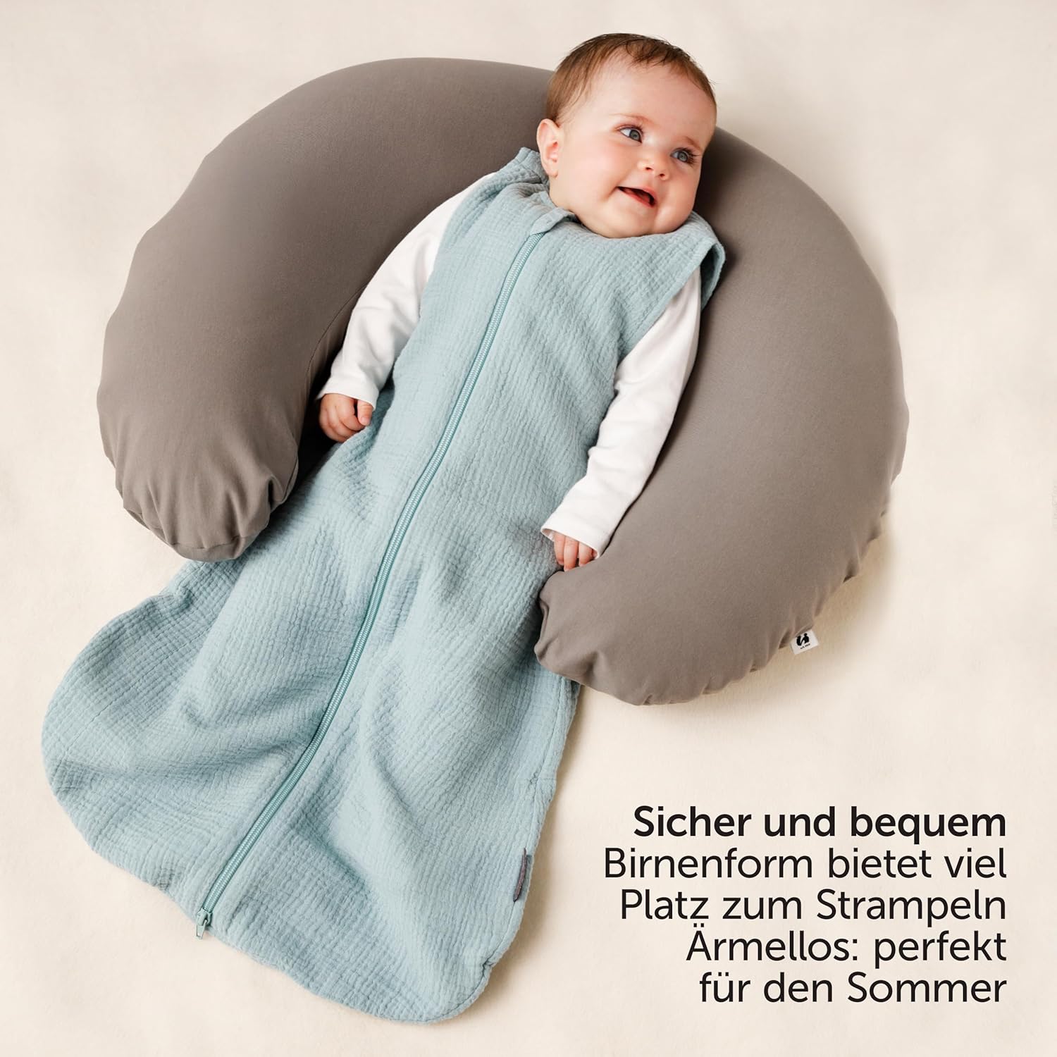 Detalle 2 de LaLoona Sommerschlafsack Mull, ärmellos – leichter Baumwoll-Schlafsack für Sommer und Frühling (0,5 TOG)