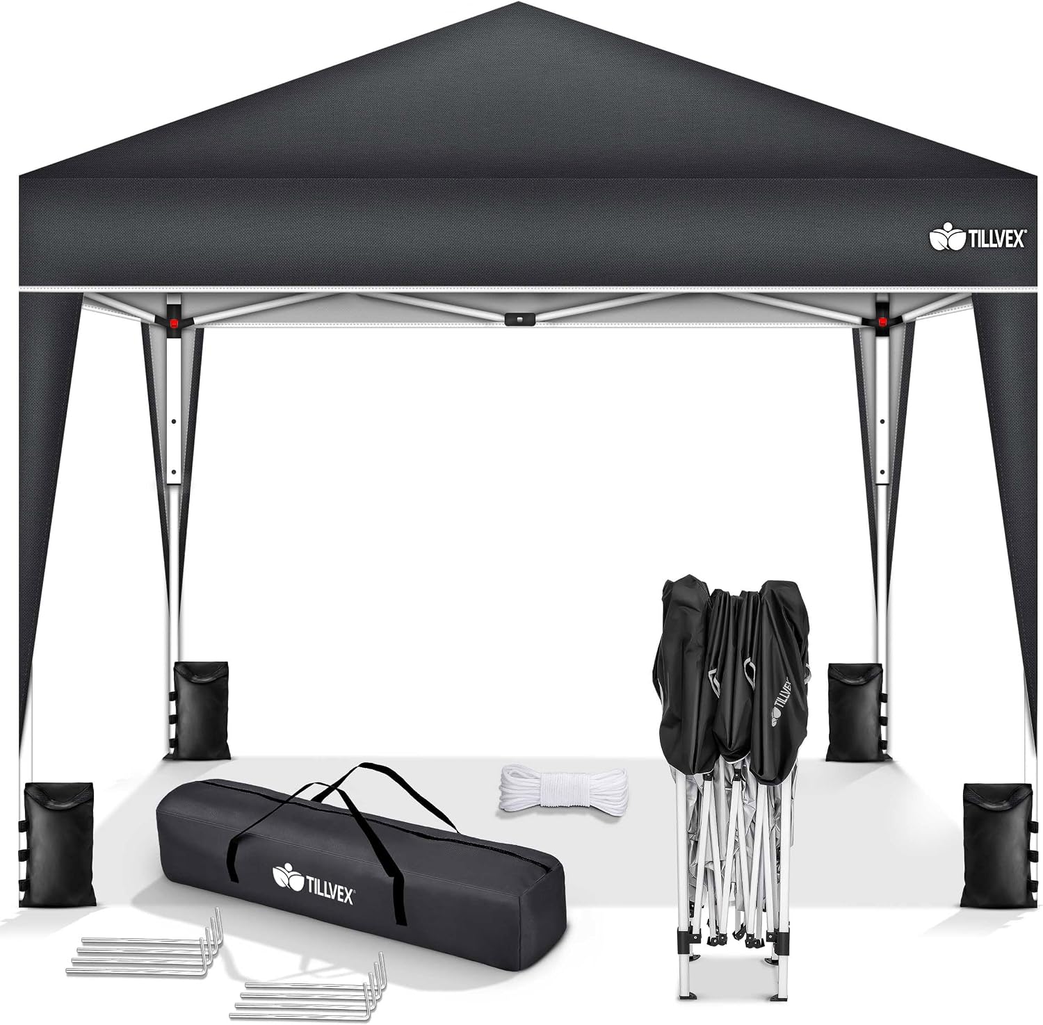 Detalle de tillvex Pavillon 3x3m wasserdicht 3-fach höhenverstellbar