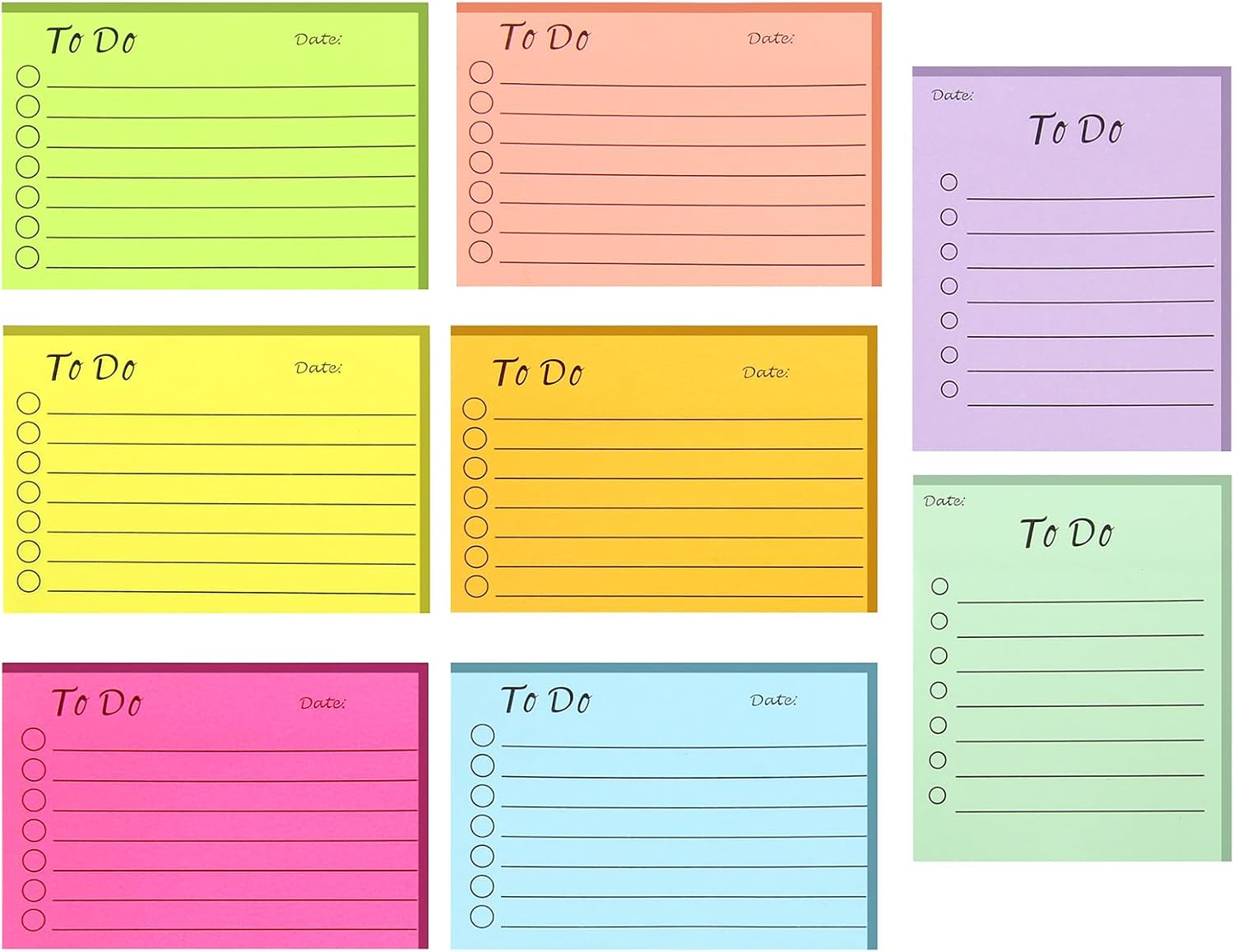 Detalle de Newplenty To Do Lijst zelfklevende notitieblokken, gelinieerd en in 8 kleuren