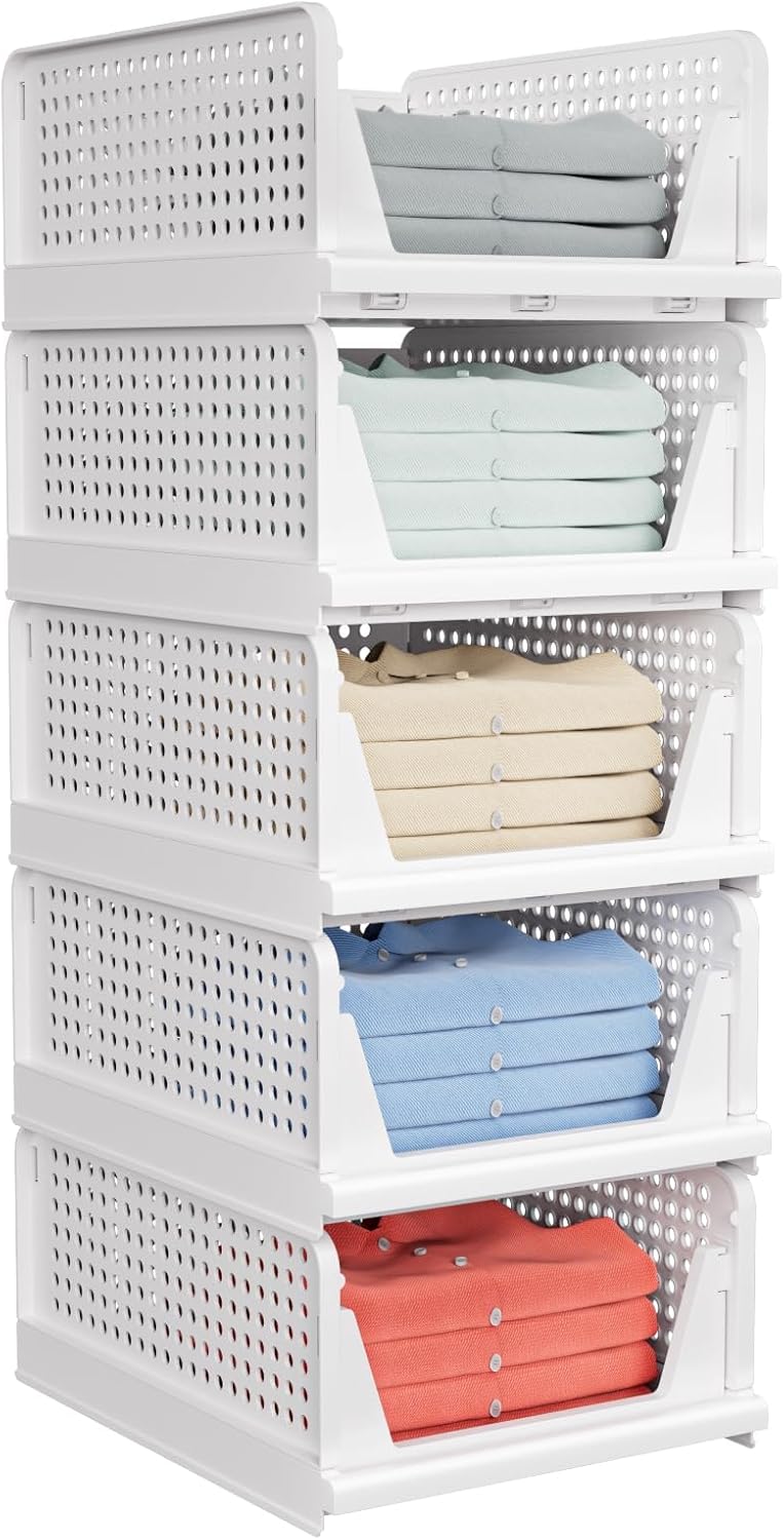 Thumbnail 6 de caktraie 4 Pack Stackable Closet Storage Basket 16.6"