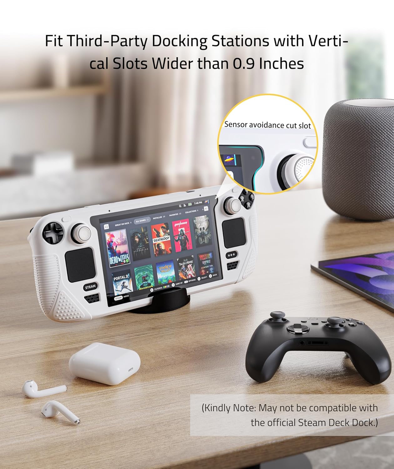 Thumbnail 3 de Syntech Protective Case for Steam Deck OLED/LCD Accessories (Grayish White) — All-Around Silicone Cover with Non-Slip Thumb Grips