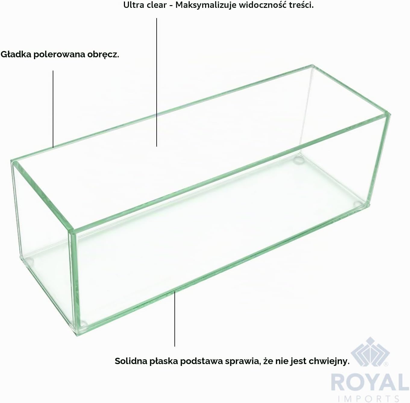 Detalle de Royal Imports – przezroczysty wazon szklany, prostokątny, 30 cm