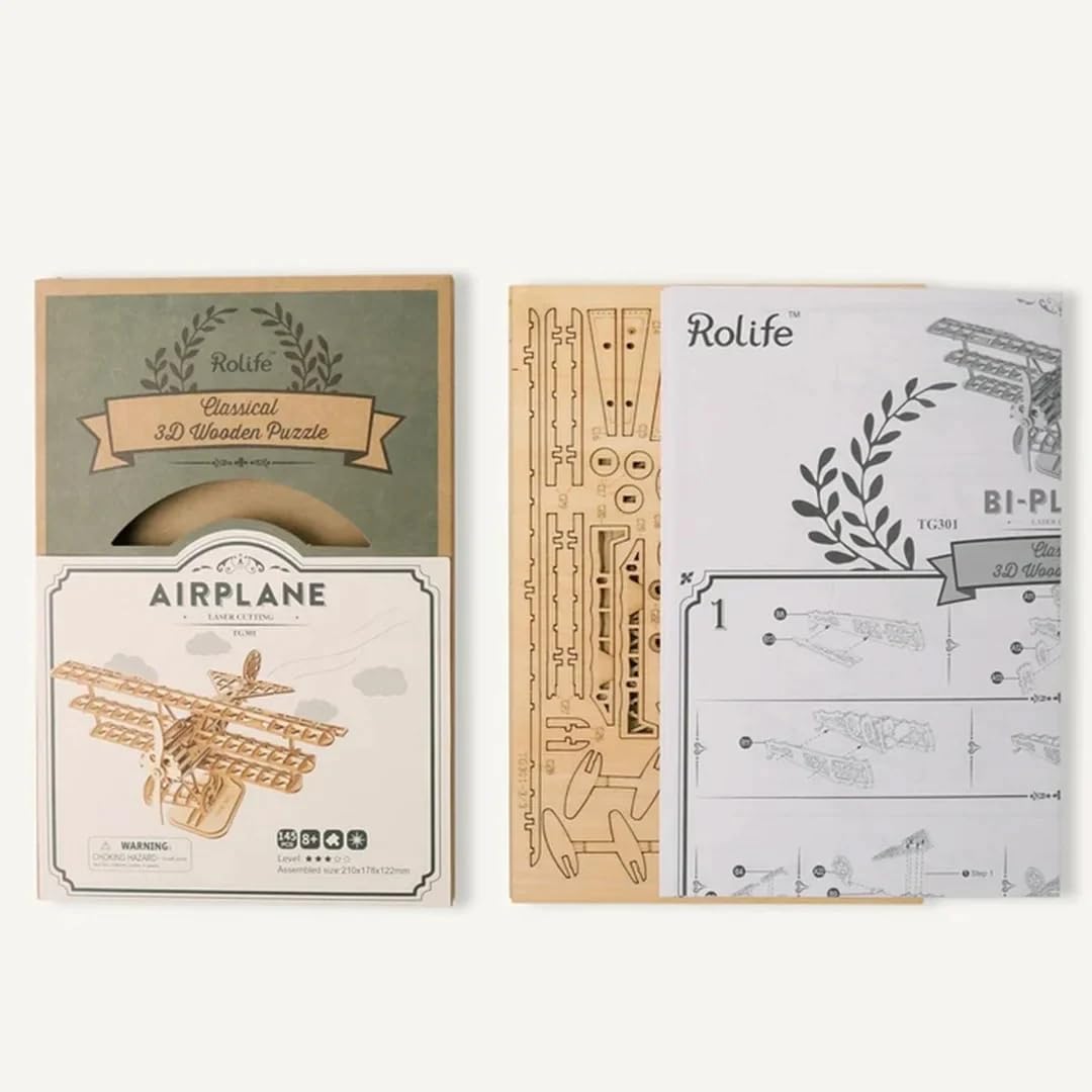 Detalle de ROBOTIME ROKR TG301 Avion 3D en puzzle bois