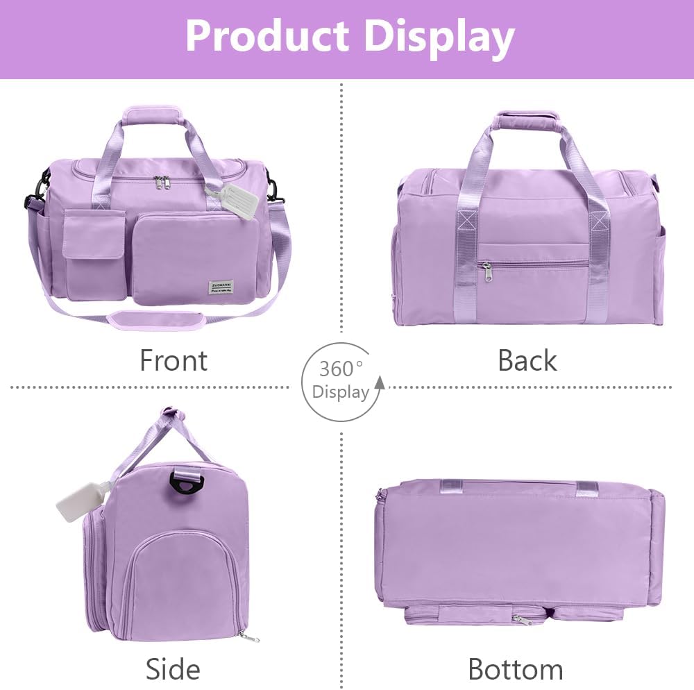 Detalle 2 de flintronic 36L faltbare Reisetasche (50–28–25 cm) – wasserdichtes Oxford, mit Gepäckanhänger, lila