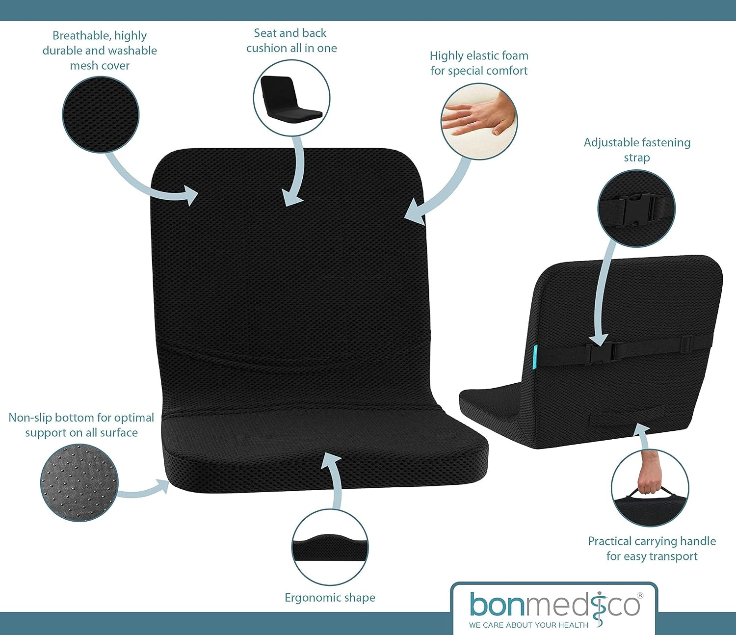 Thumbnail 5 de Bonmedico Cuscino Sedia Ufficio L: Supporto lombare in memory foam, versatility e comfort per sedute prolungate
