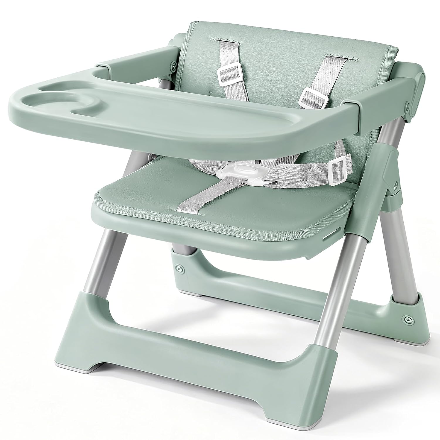 Detalle de Ezebaby Portable Baby High Chair Booster Seat with 5-Point Harness and Adjustable Tray