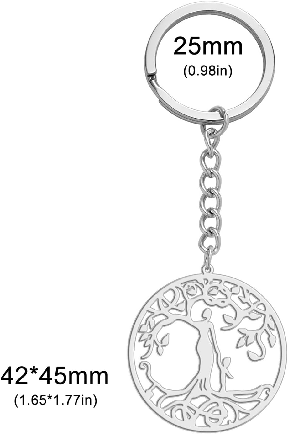 Detalle de VASSAGO Baum des Lebens Schlüsselanhänger aus Edelstahl (2,5 cm) mit Sonne & Mond Motiv