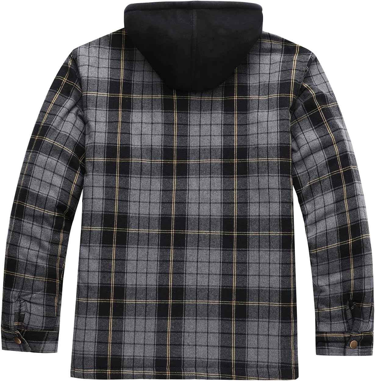 Detalle 2 de ZENTHACE Z190628 Men's Quilted Hooded Plaid Jacket with Zip, Snaps & Six Pockets