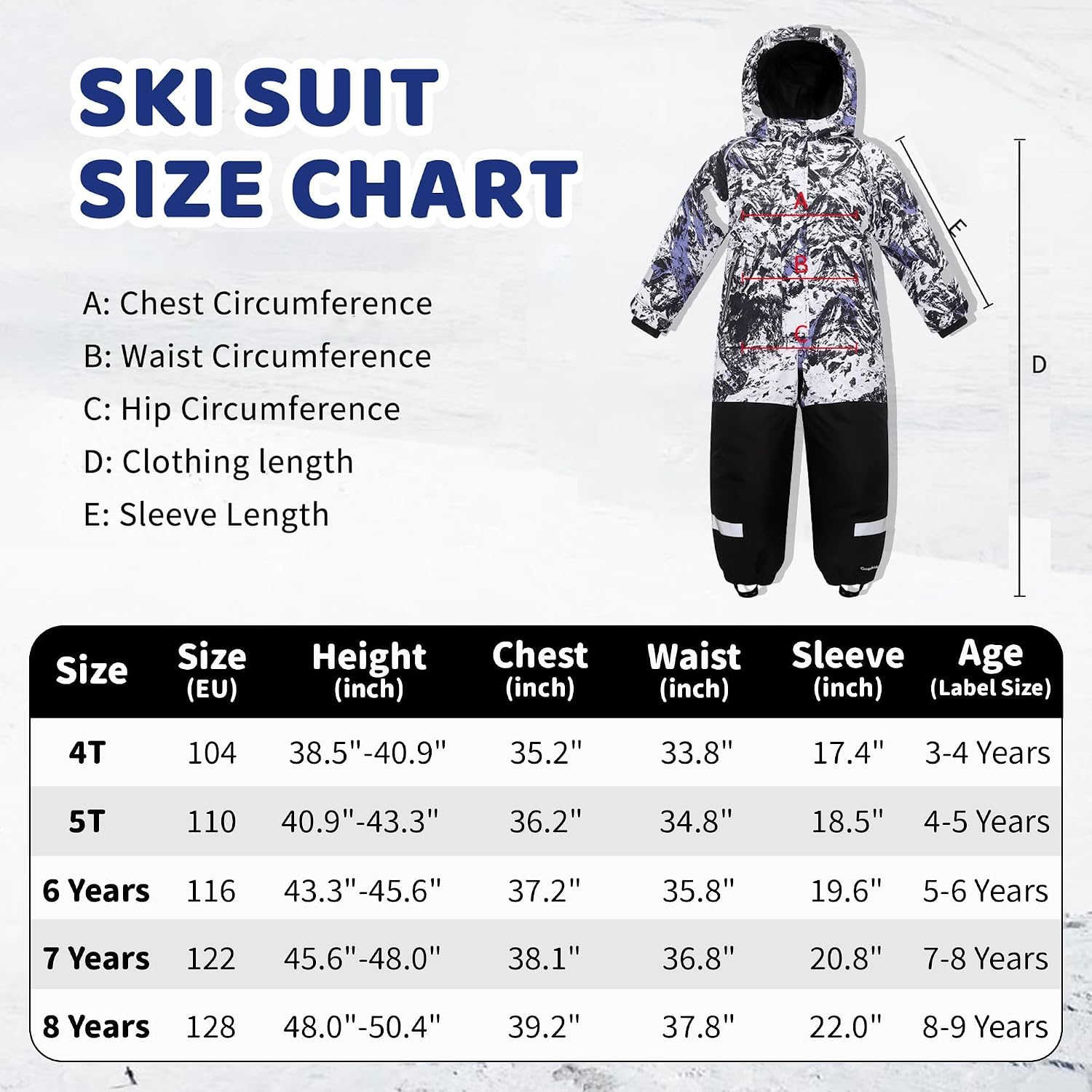 Thumbnail 5 de Yueta Kids One-Piece Snowsuit, Waterproof and Breathable for Skiing