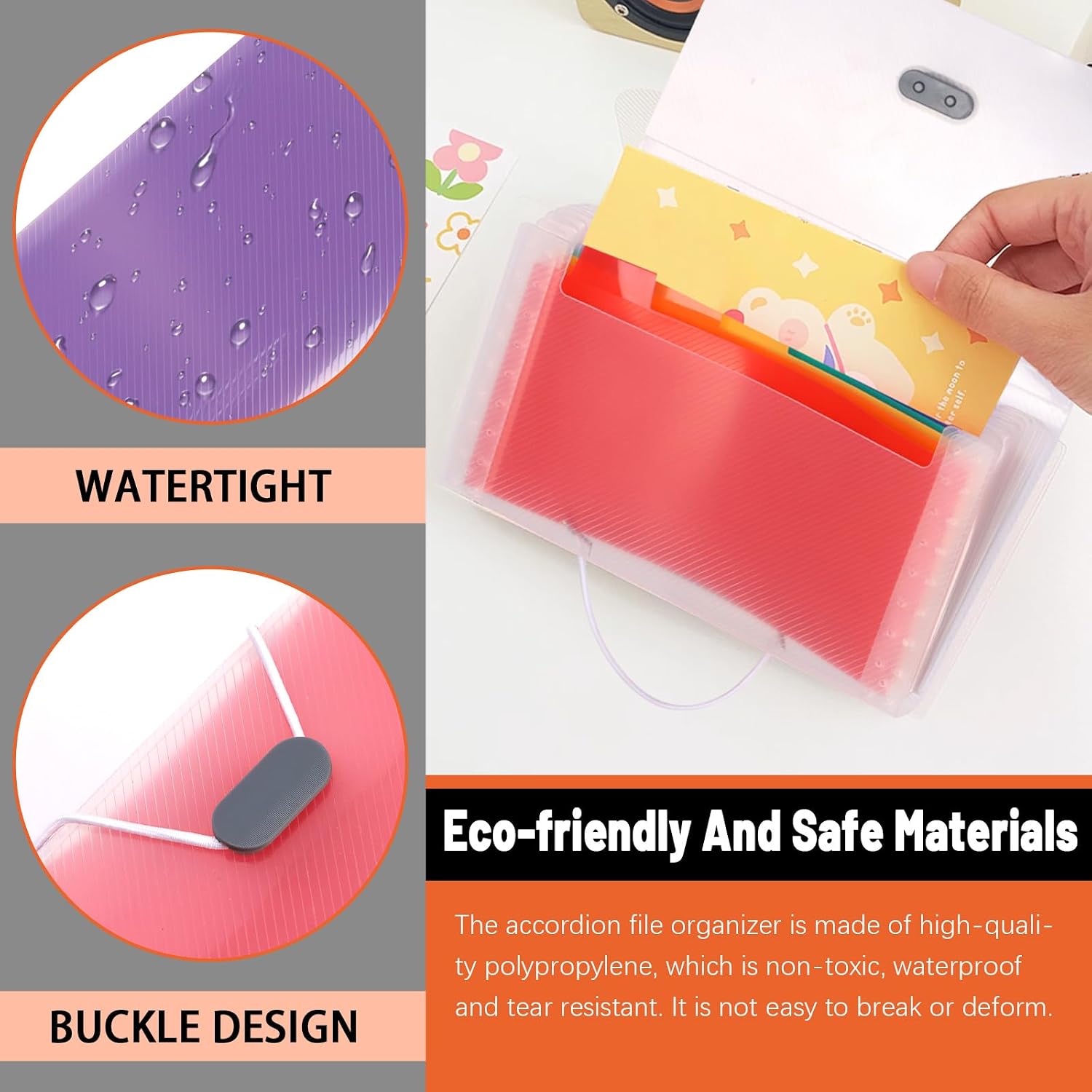 Detalle de Tanstic A6 Expanding File Organizers, 13 Pockets, Elastic Closure and Labels