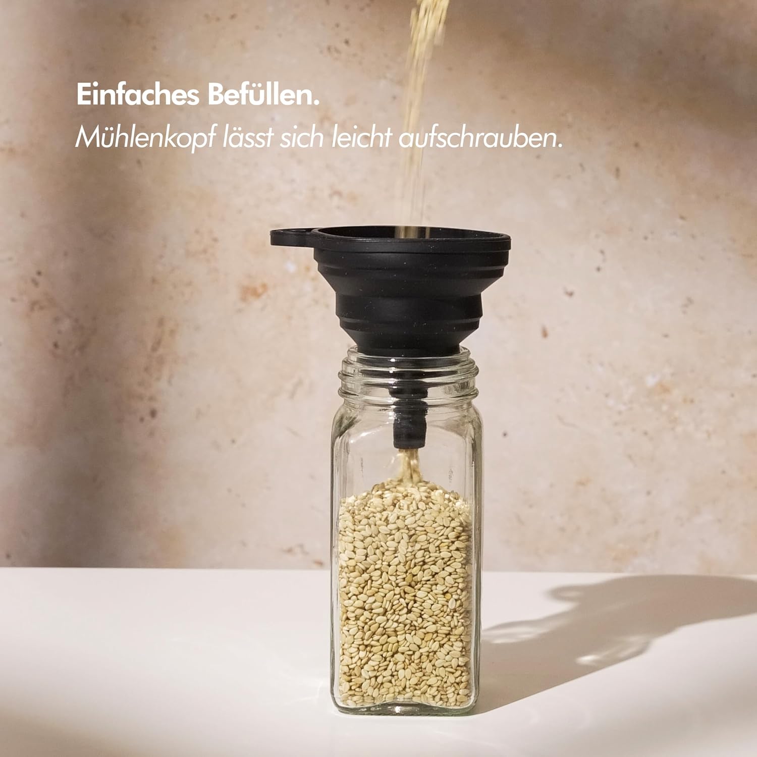 Detalle de KIVY Salz- und Pfeffermühle 2er Set – Präzises Keramikmahlwerk, klare Einsatzmöglichkeiten