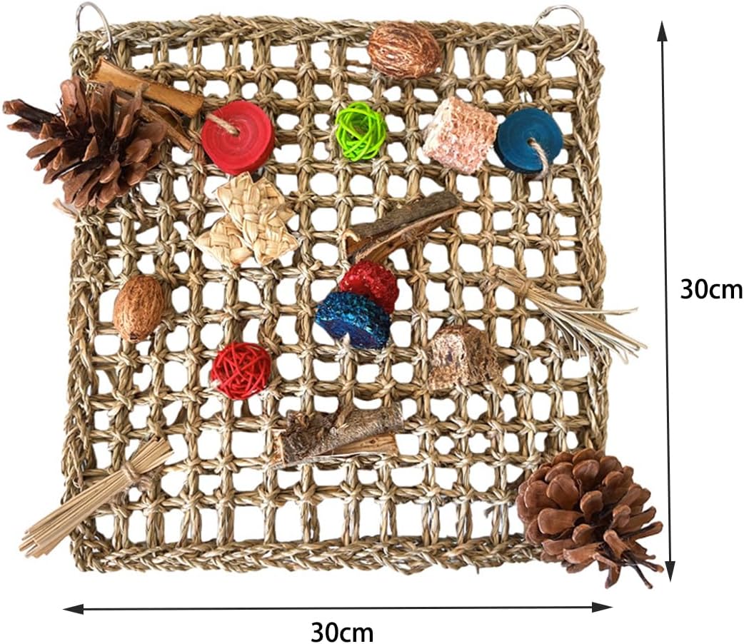 Detalle 2 de ZYYRSS woven seagrass climbing hammock mat bird toy for small to medium caged birds