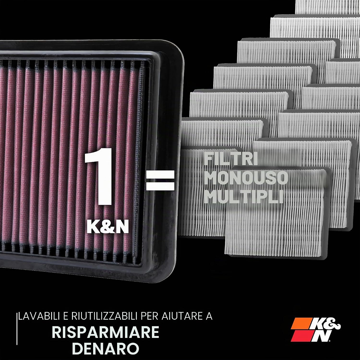 Thumbnail 1 de K&N 33-2435 Filtri Aria Sostitutivi Auto – Lavabili e Riutilizzabili
