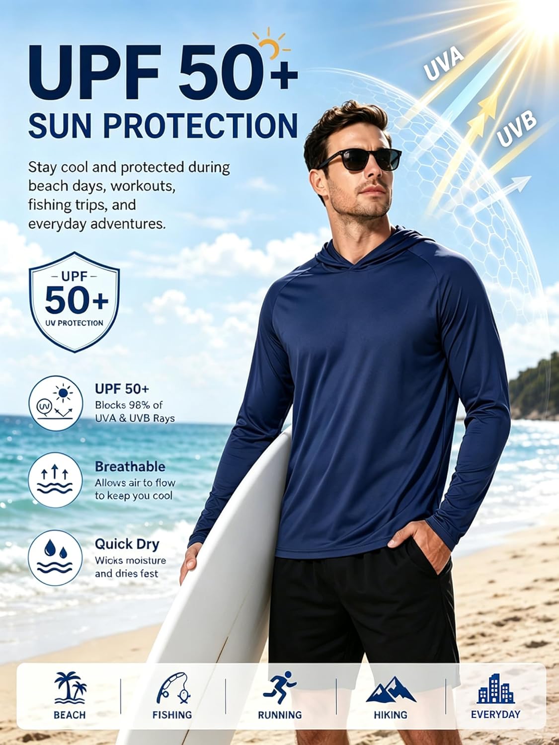 Detalle de ZITY 3-Pack Sun Protection Hoodie UPF 50+