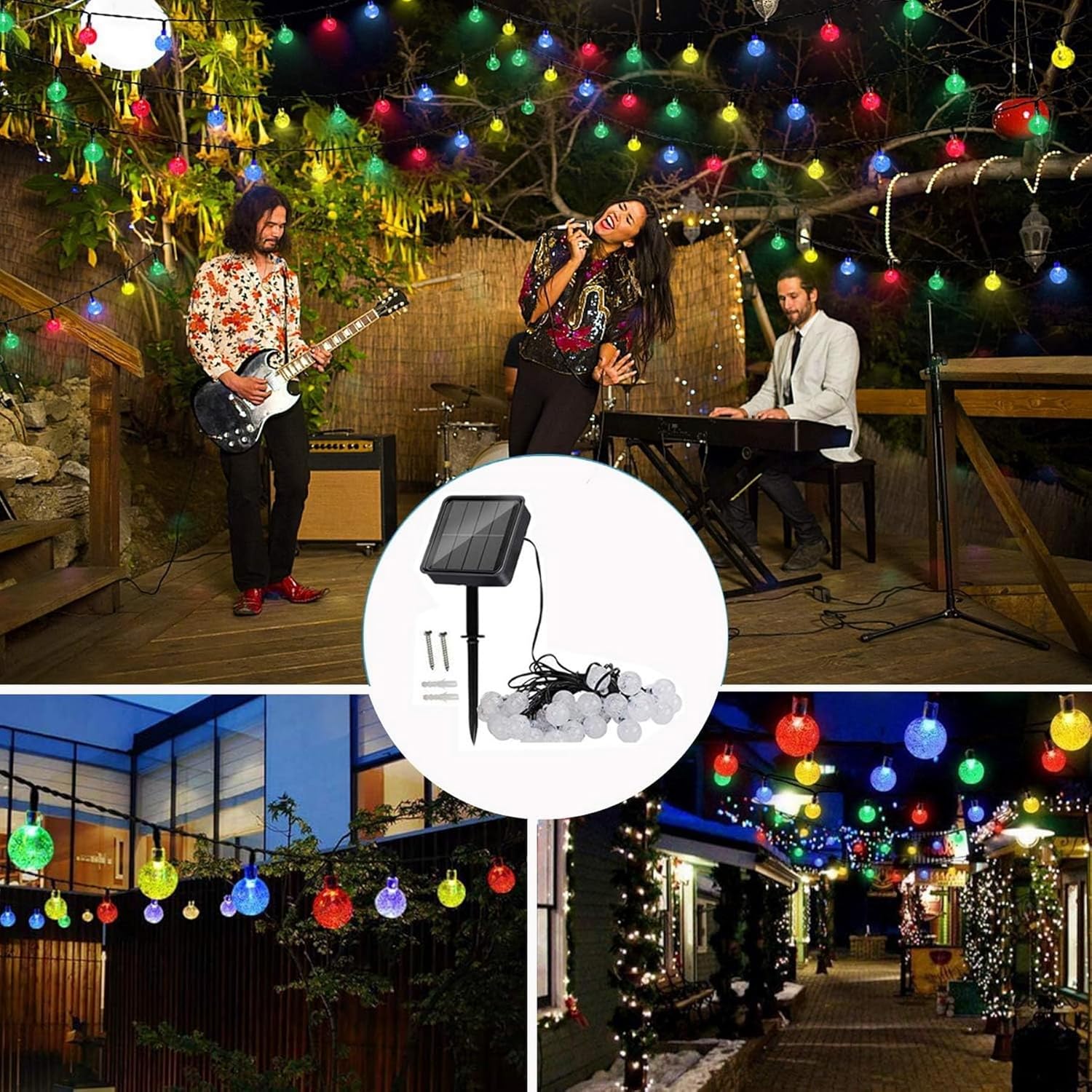 Thumbnail 3 de Lezonic Solar Fairy Lights Outdoor Waterproof, 50 LED 23ft/7m, 8 Modes, Multi-Coloured - Ideal for Garden & Events