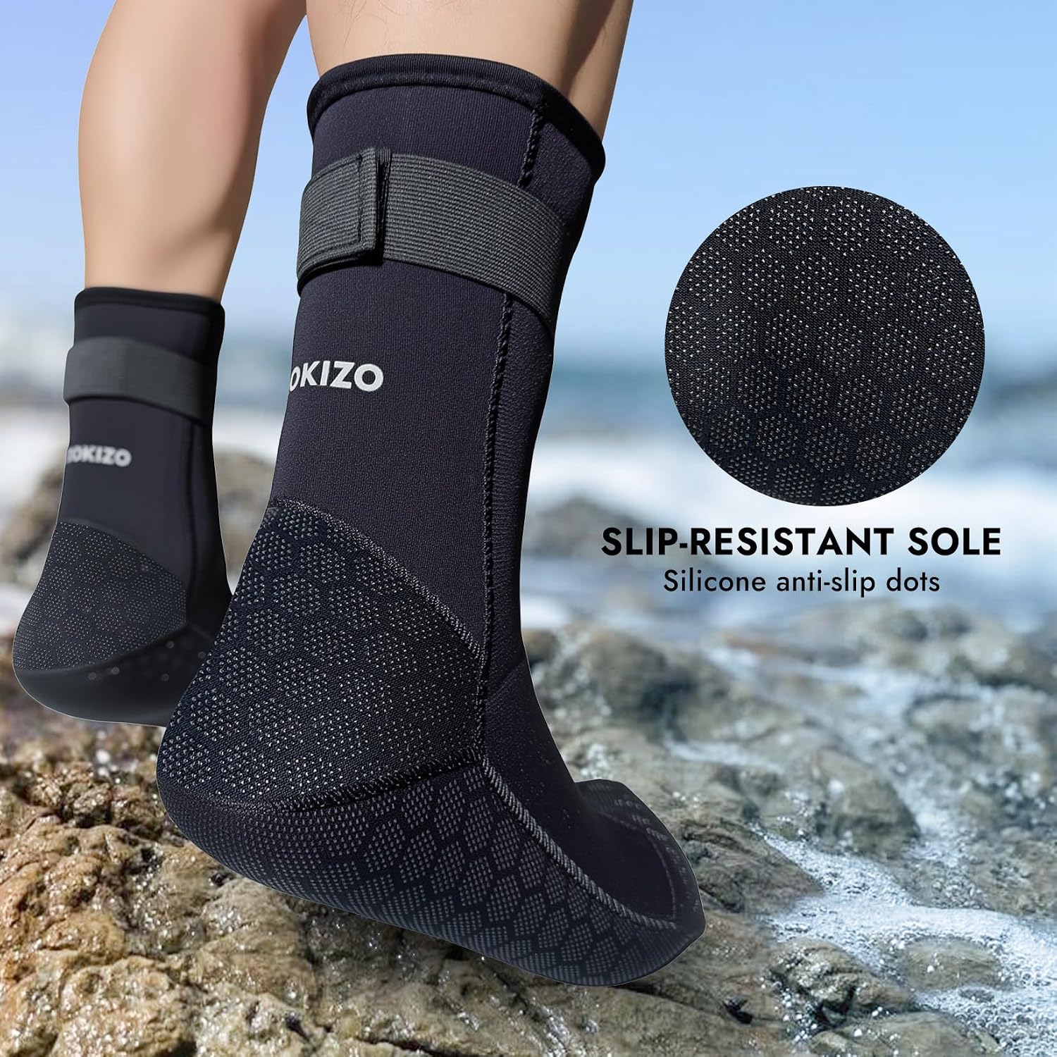 Thumbnail 2 de PAWHITS 3mm neoprene wetsuit socks with anti-slip sole and ankle strap for scuba, snorkelling and watersports