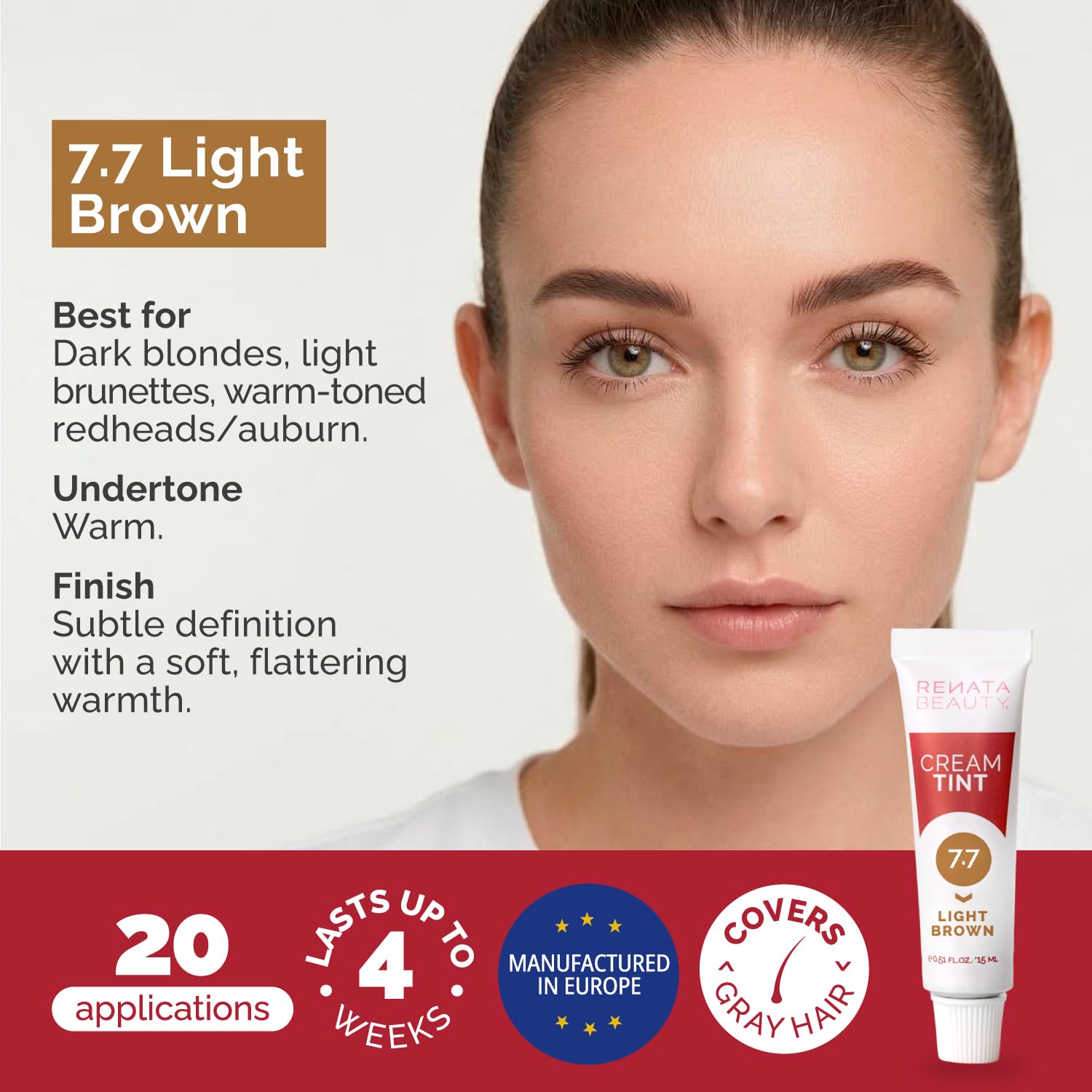 Detalle 2 de RB Renata Beauty Tint Kit (Light Brown) — Cream Hair Dye for Spot Coloring, Gray Coverage & Up to 4 Weeks