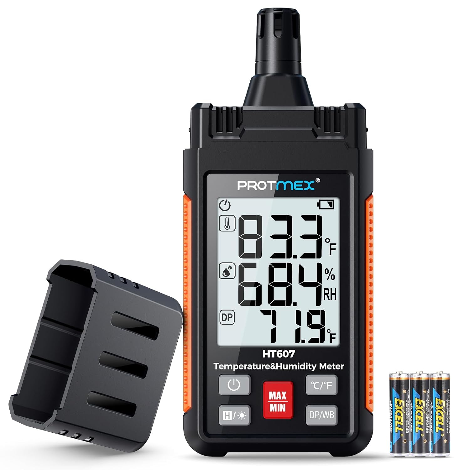 Detalle de Protmex HT607 Temperature and Humidity Meter with Backlit LCD and Probe Cover