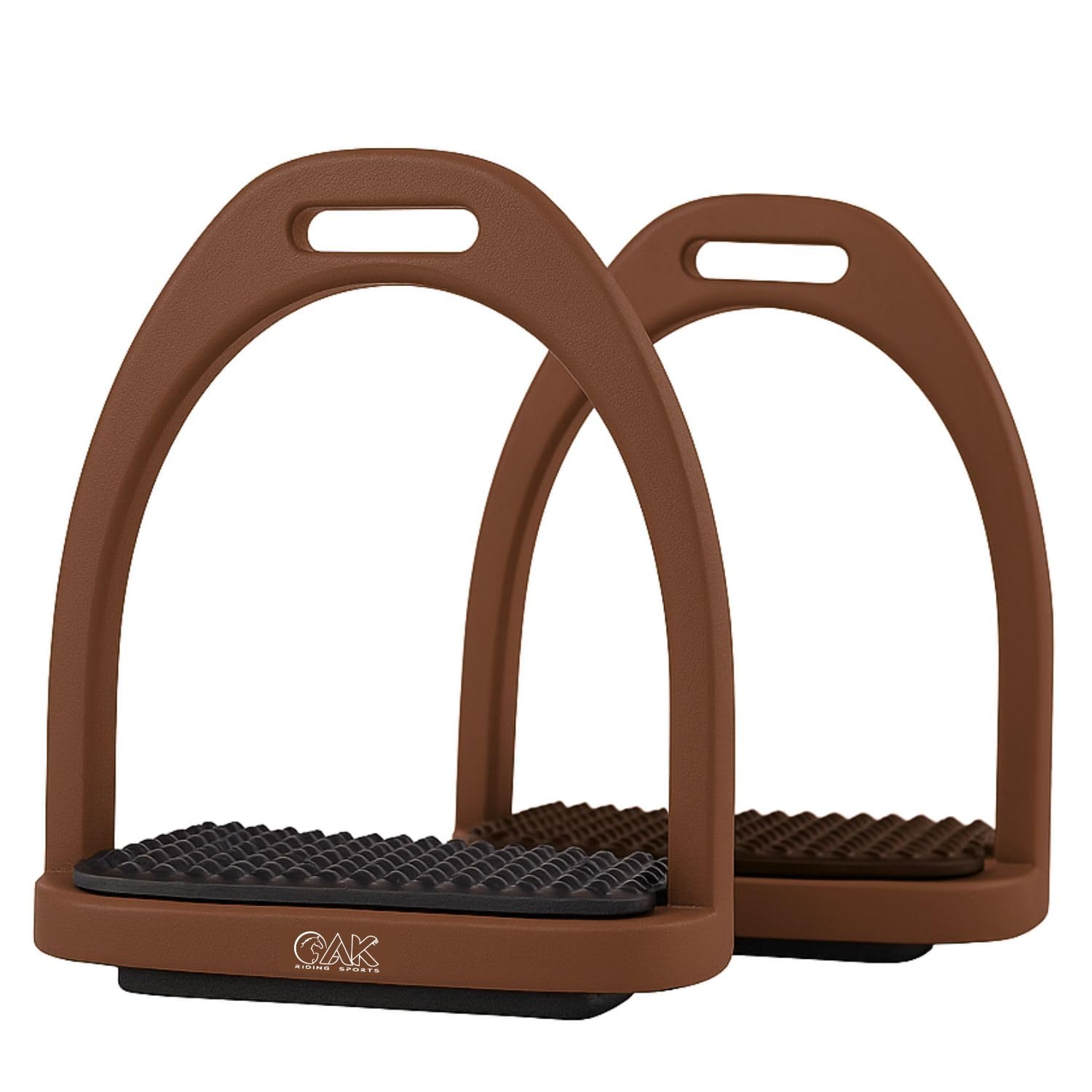 AK Baspro Horse Plastic Stirrup AKRS-6047-02 with non-slip rubber pad (Brown, 4.75")