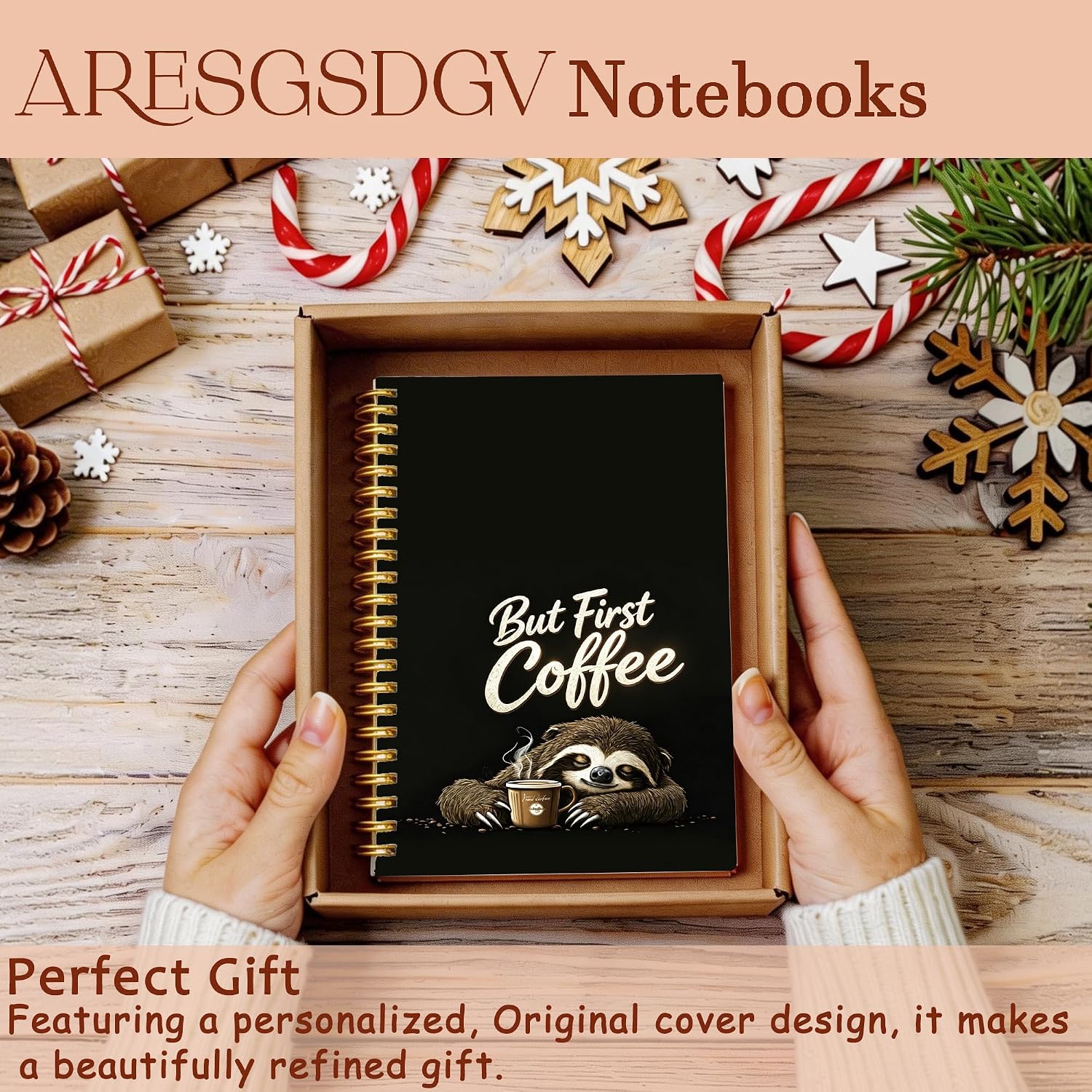 Detalle de ARESGSDGV Funny Sloth Coffee Notebook, 160 Pages, Hardcover, 5.5 x 8.3 in