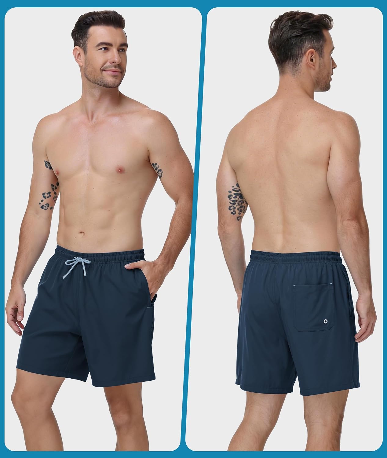 Detalle 2 de Zoofly Badehosen Herren – Schnelltrocknende Badehose mit Innenfutter, UPF50+ und praktischen Taschen