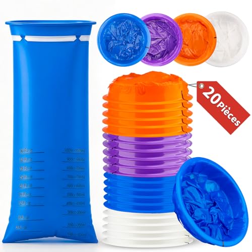 Detalle de Sacs à Vomir Jetables 1000 ml TonJin – 20 pièces, multicolores, voyage et urgences